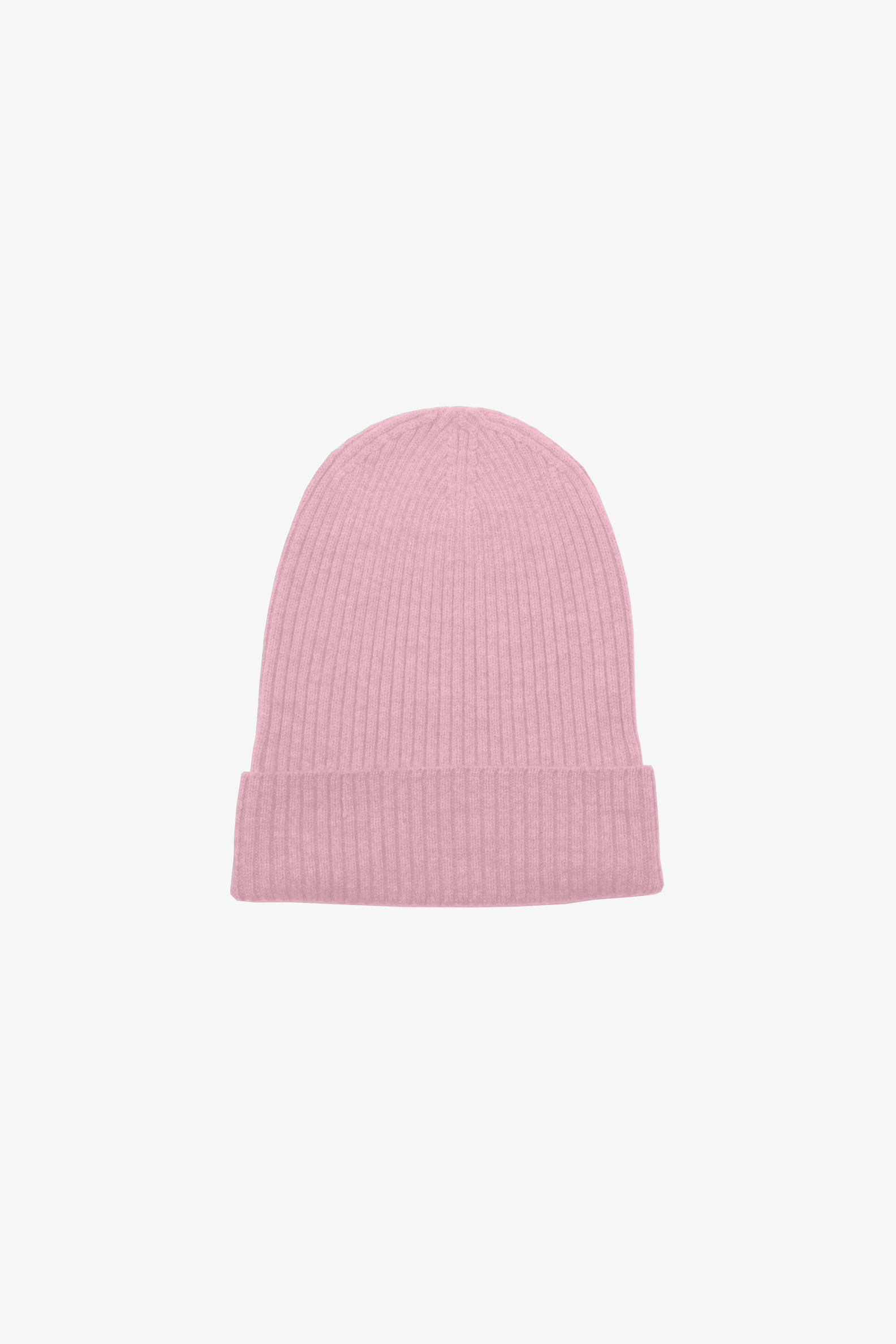 Pink beanie hat on a white background