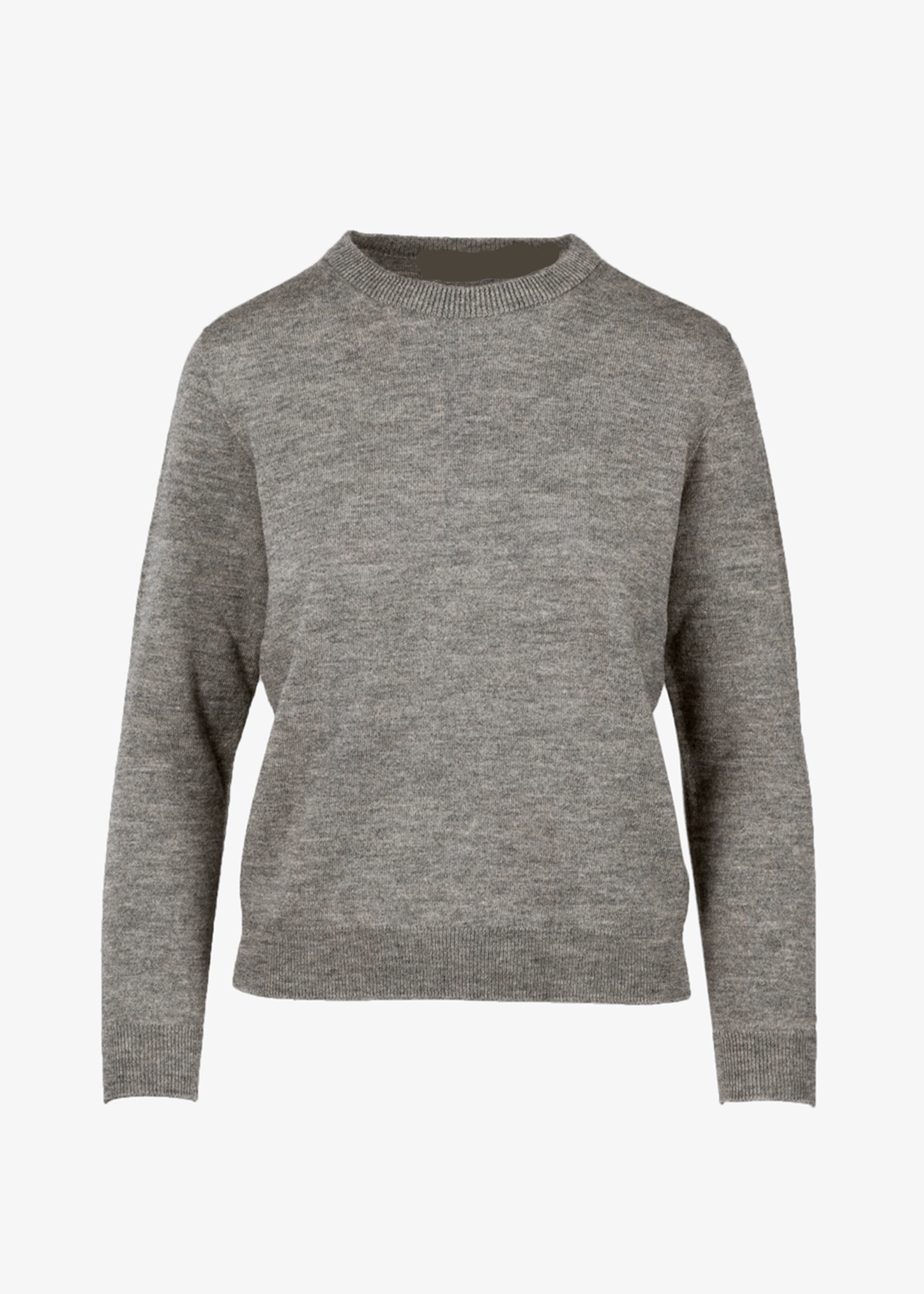 fawn dark brown grey crewneck merino wool sweater