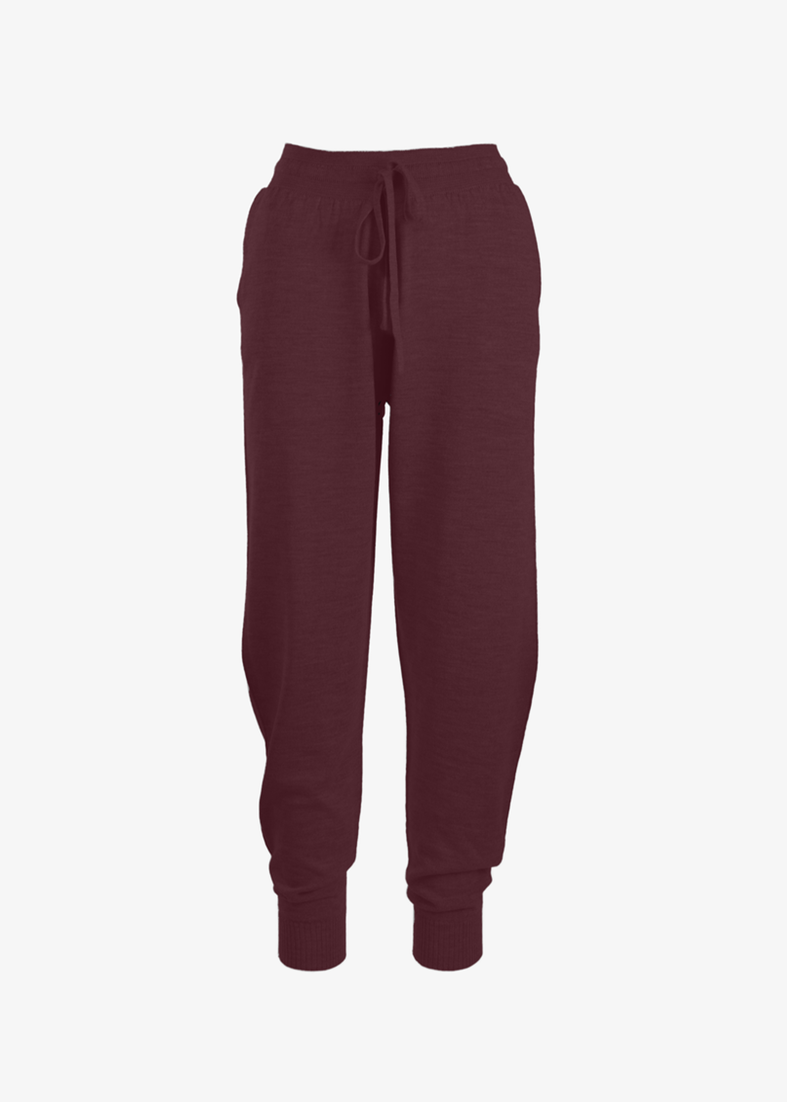 Maroon sweatpants on a white background
