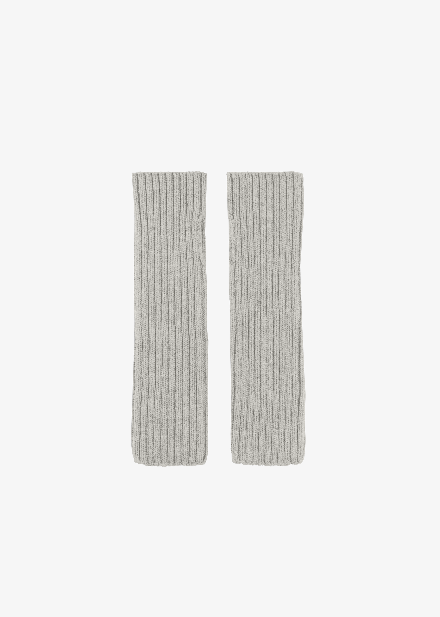 Two gray striped scarves on a white background